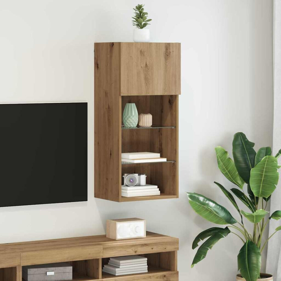 vidaXL Wandgemonteerd tv-meubel Artisan Eiken 40,5 x 30 x 90 cm afbeelding 1