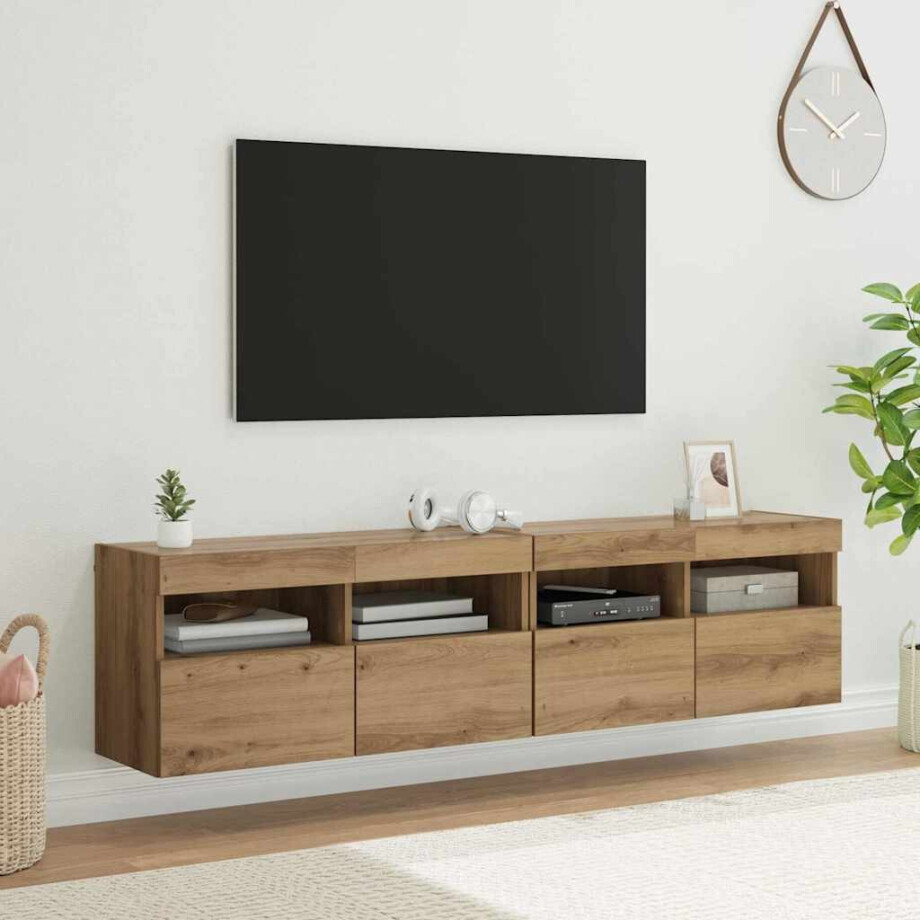 vidaXL TV Wandkasten 2 pcs Artisan Eiken 80 x 30 x 40 cm Bewerkt hout vidaXL TV Wandkasten 2 pcs Artisan Eiken 80 x 30 x 40 cm Bewerkt hout afbeelding 1