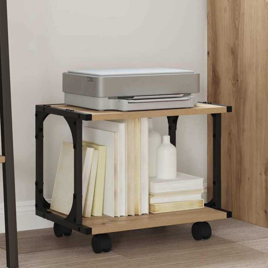 vidaXL Printerstand Artisan Eiken 41 x 28 x 33.5 cm Bewerkt hout afbeelding 1