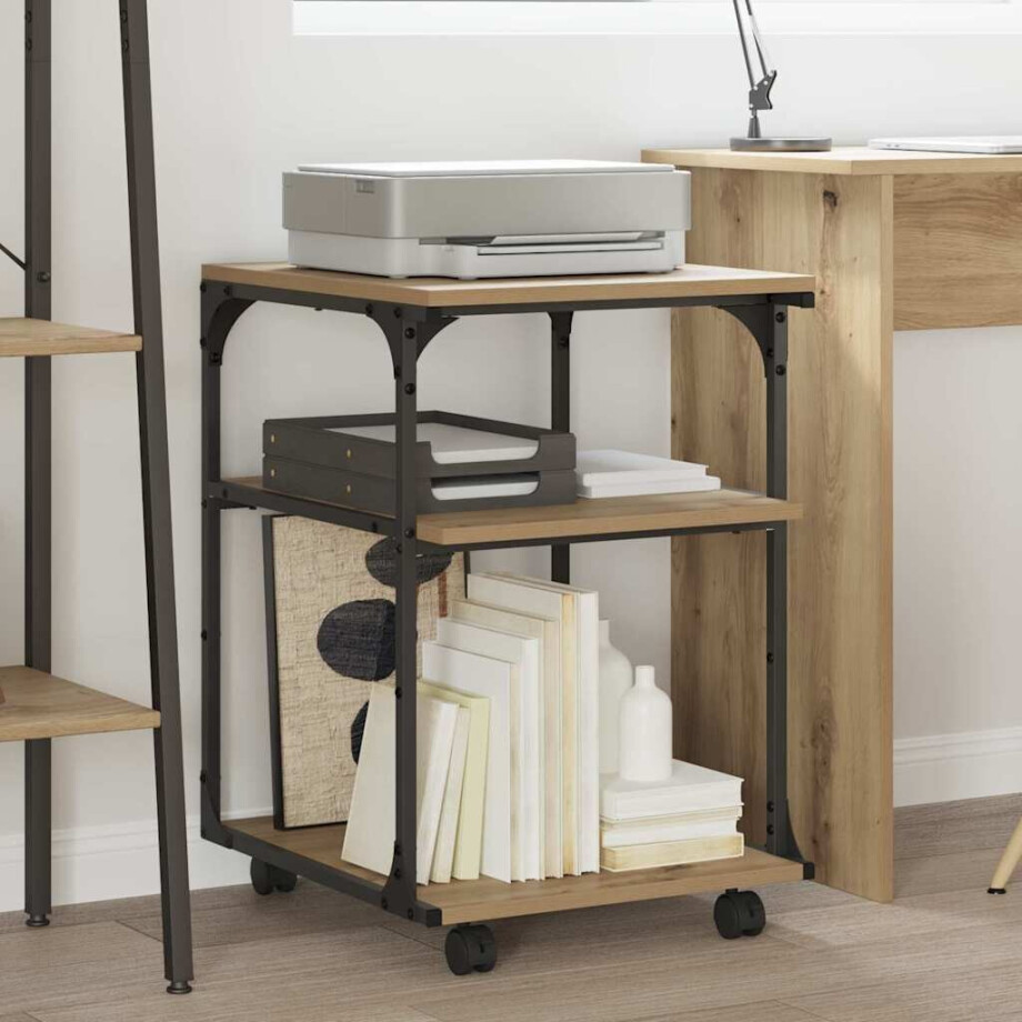 vidaXL Printerstand Artisan Eiken 43 x 48 x 64 cm Bewerkt hout afbeelding 1