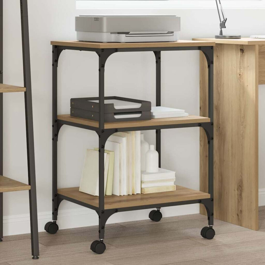 vidaXL Printerstand Artisan Eiken 50 x 41 x 75 cm Bewerkt hout afbeelding 1