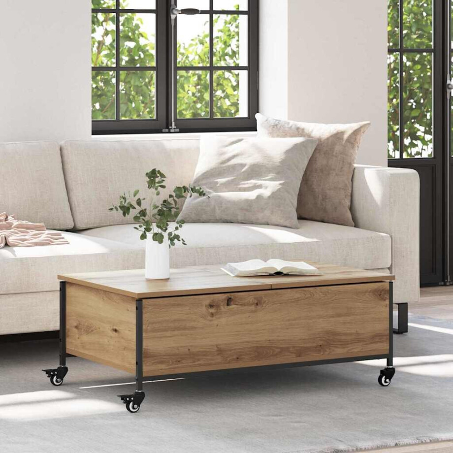 vidaXL Salontafel Artisan Eiken 91 x 55 x 32 cm Bewerkt hout vidaXL Salontafel Artisan Eiken 91 x 55 x 32 cm Bewerkt hout afbeelding 1