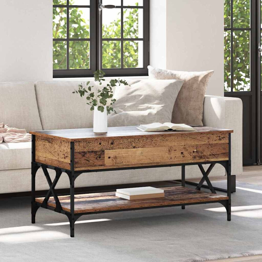 vidaXL Salontafel Oud Hout 100 x 50 x 50 cm Bewerkt hout afbeelding 1
