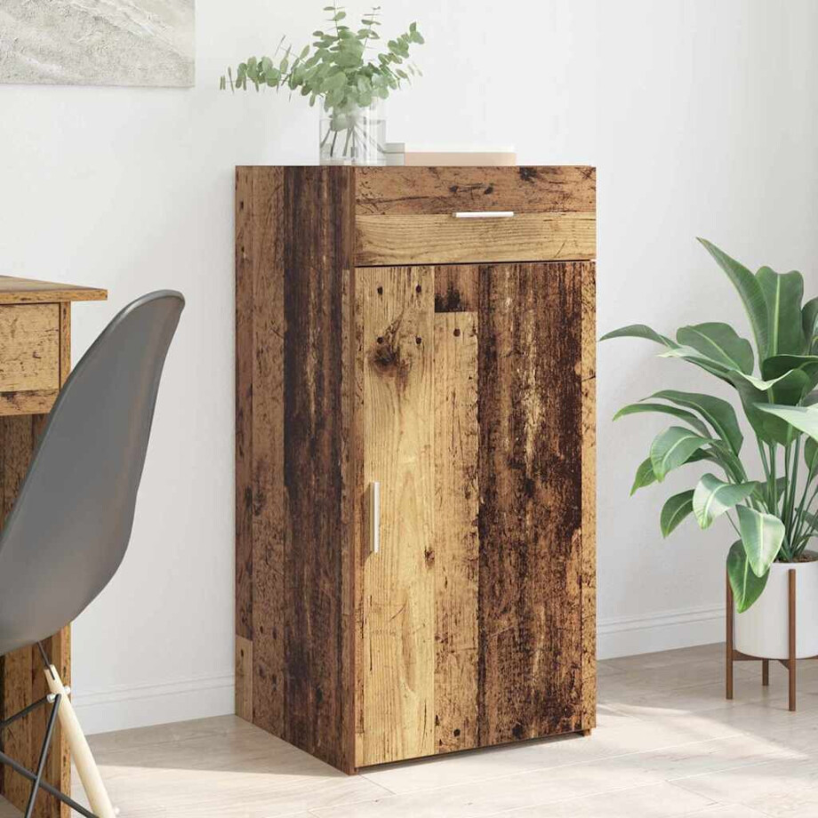 vidaXL Dressoir met lade Oud hout 45 x 42,5 x 93 cm Bewerkt hout vidaXL Dressoir met lade Oud hout 45 x 42,5 x 93 cm Bewerkt hout afbeelding 1