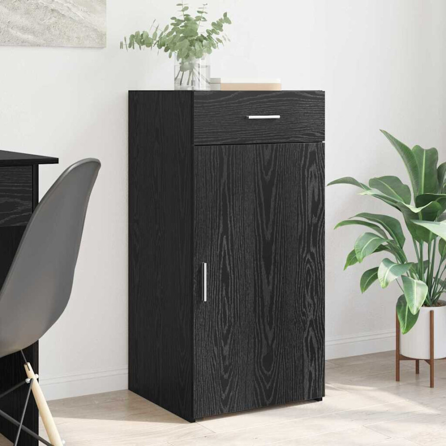 vidaXL Dressoir met lade Zwart eiken 45 x 42,5 x 93 cm Bewerkt hout afbeelding 1