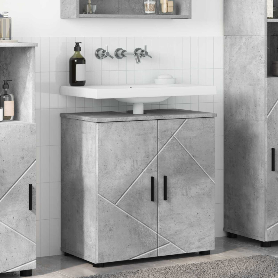 vidaXL Badkamer Kast Beton Grijs 61 x 35 x 64 cm Bewerkt hout & Metaal vidaXL Badkamer Kast Beton Grijs 61 x 35 x 64 cm Bewerkt hout & Metaal afbeelding 1