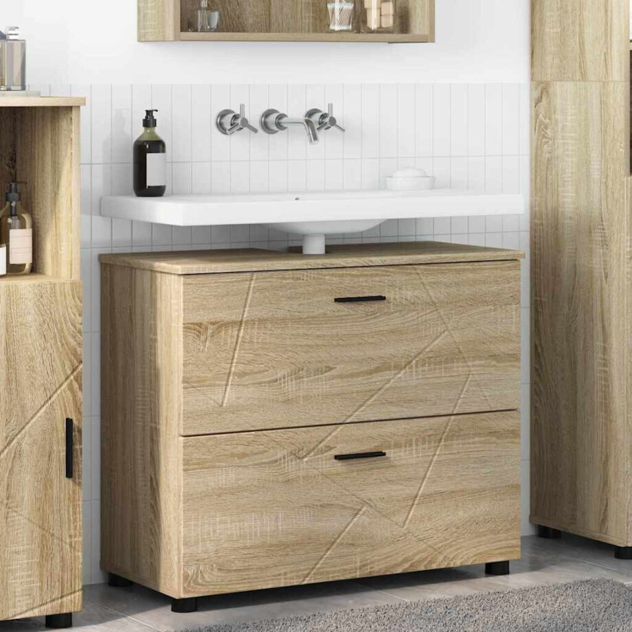 vidaXL Badkamer Kast met lade Sonoma Eiken 76,5 x 35 x 64 cm vidaXL Badkamer Kast met lade Sonoma Eiken 76,5 x 35 x 64 cm afbeelding 1