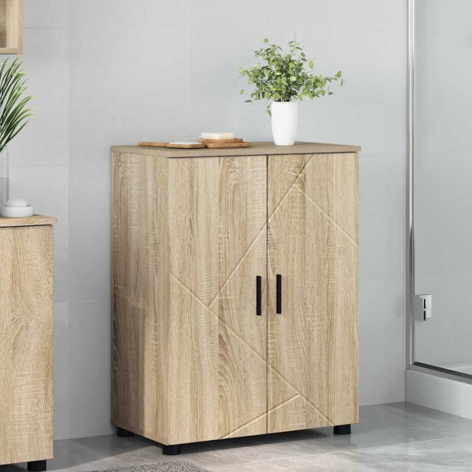 vidaXL Badkamer Kast met opslag Sonoma Eiken 60 x 35 x 80 cm afbeelding 1