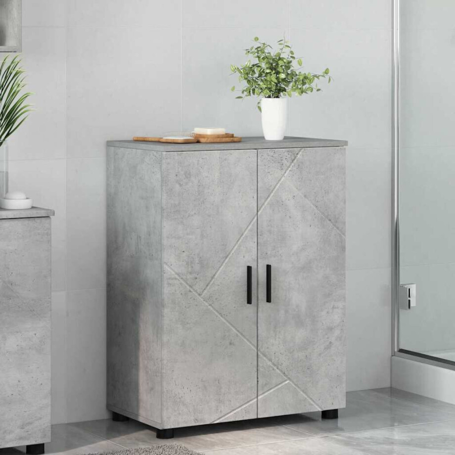 vidaXL Badkamer Kast Beton Grijs 60 x 35 x 80 cm Bewerkt hout, Metaal vidaXL Badkamer Kast Beton Grijs 60 x 35 x 80 cm Bewerkt hout, Metaal afbeelding 1