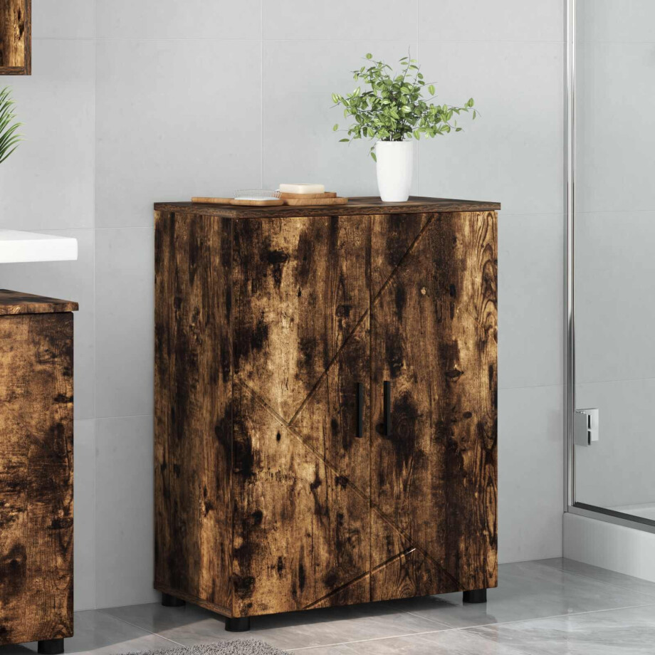 vidaXL Badkamer Kast met opslag Gerookt eiken 60 x 35 x 80 cm afbeelding 1