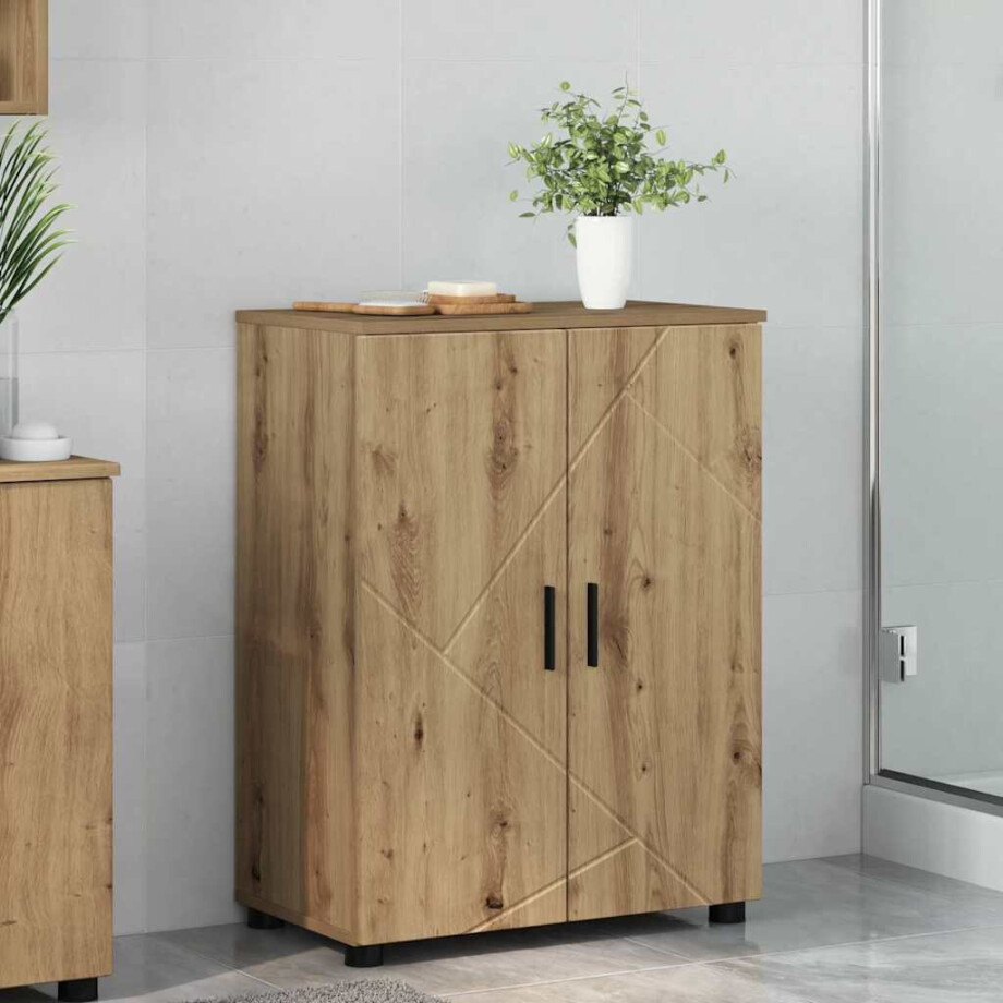 vidaXL Badkamer Kast met opslag Artisan Eiken 60 x 35 x 80 cm afbeelding 1