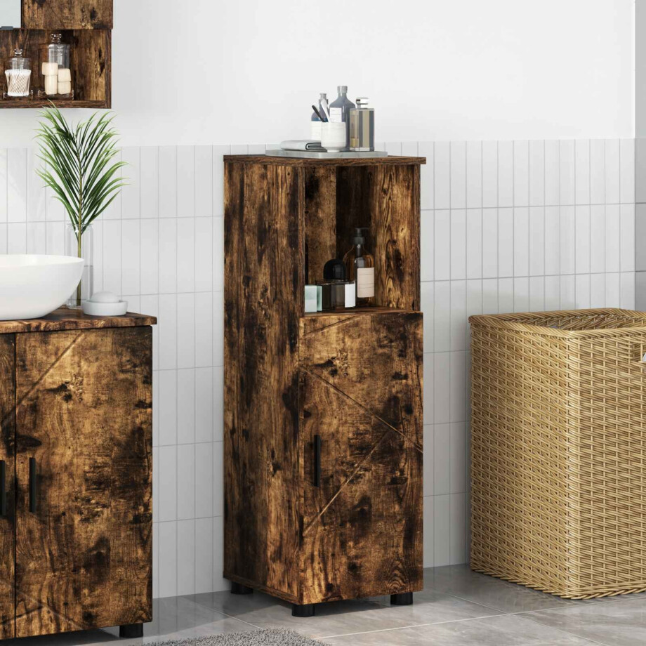 vidaXL Badkamer Kast met opslag Gerookt eiken 30 x 35 x 95 cm vidaXL Badkamer Kast met opslag Gerookt eiken 30 x 35 x 95 cm afbeelding 1