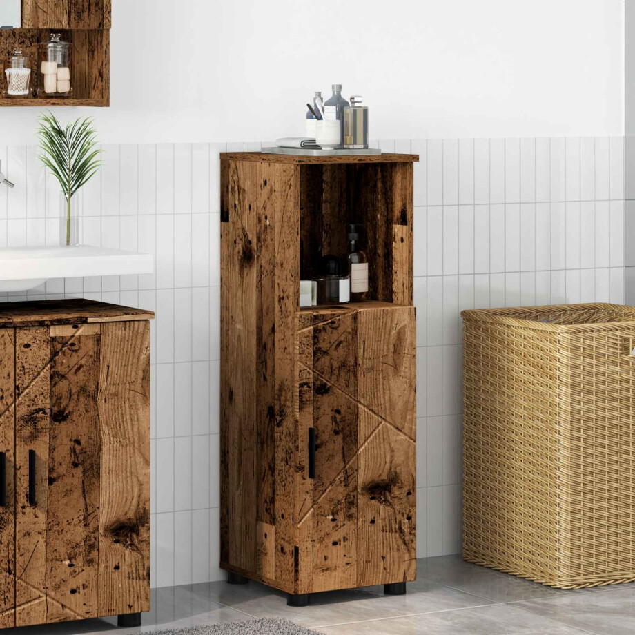 vidaXL Badkamer Kast Oud Hout 30 x 35 x 95 cm Bewerkt hout & Metaal vidaXL Badkamer Kast Oud Hout 30 x 35 x 95 cm Bewerkt hout & Metaal afbeelding 1