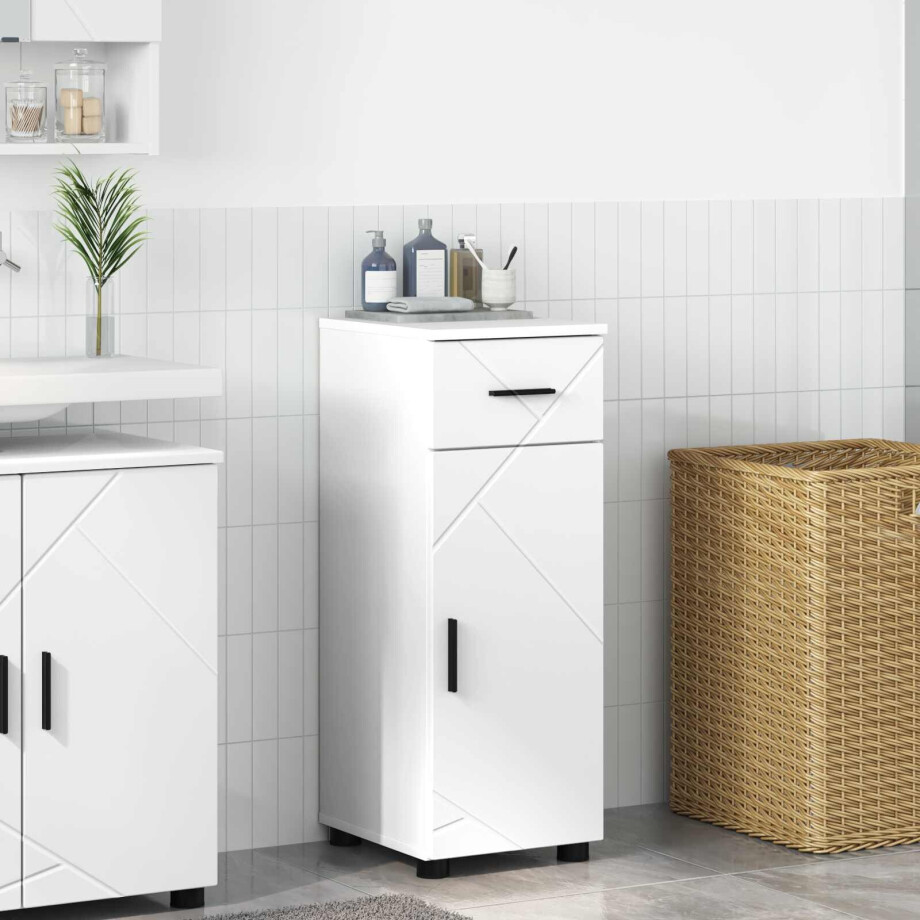vidaXL Badkamer Kast Wit 30 x 35 x 80 cm Bewerkt hout & Metaal vidaXL Badkamer Kast Wit 30 x 35 x 80 cm Bewerkt hout & Metaal afbeelding 1