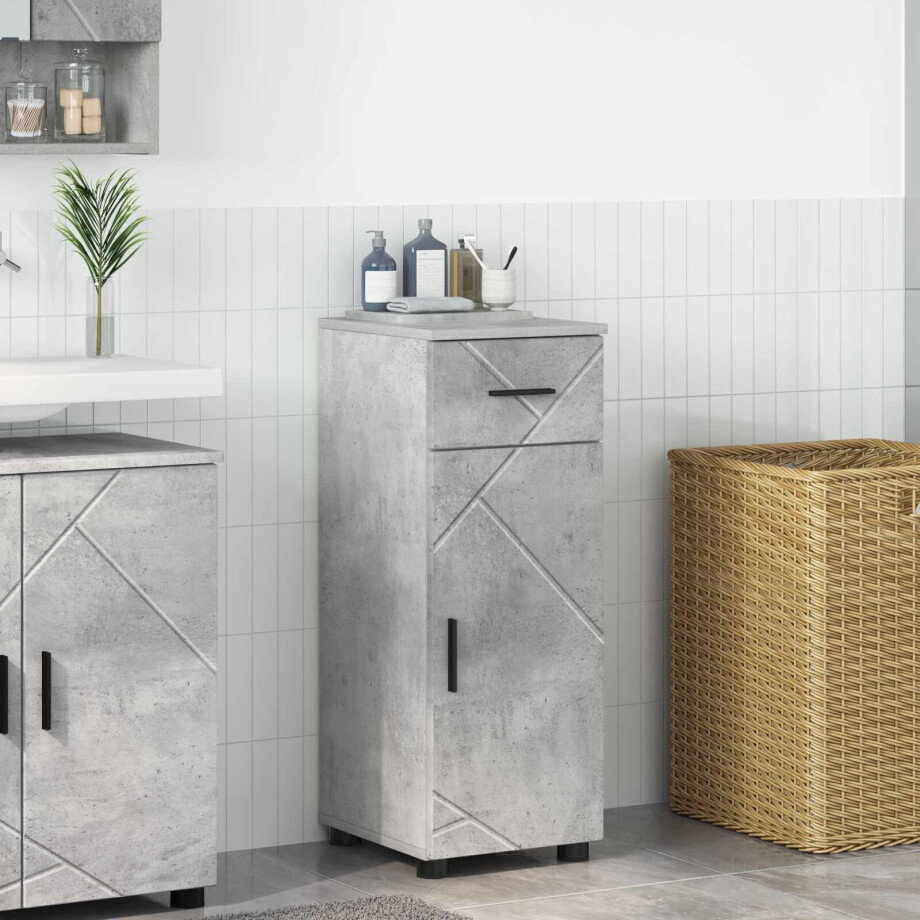 vidaXL Badkamer Kast Beton Grijs 30 x 35 x 80 cm Bewerkt hout & Metaal vidaXL Badkamer Kast Beton Grijs 30 x 35 x 80 cm Bewerkt hout & Metaal afbeelding 1