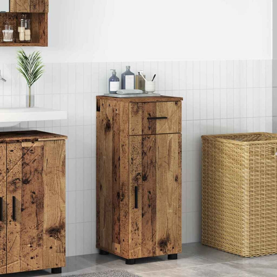 vidaXL Badkamer Kast Oud Hout 30 x 35 x 80 cm Bewerkt hout & Metaal vidaXL Badkamer Kast Oud Hout 30 x 35 x 80 cm Bewerkt hout & Metaal afbeelding 1