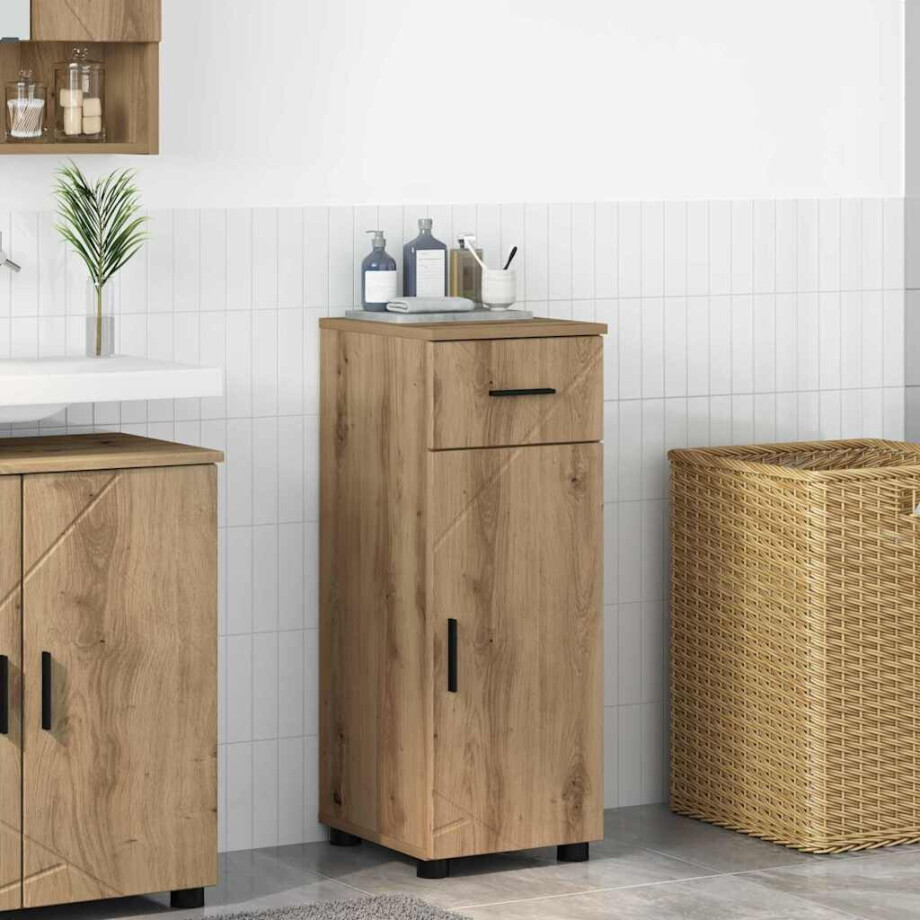 vidaXL Badkamer Kast met lade met opslag Artisan Eiken 30 x 35 x 80 cm afbeelding 1