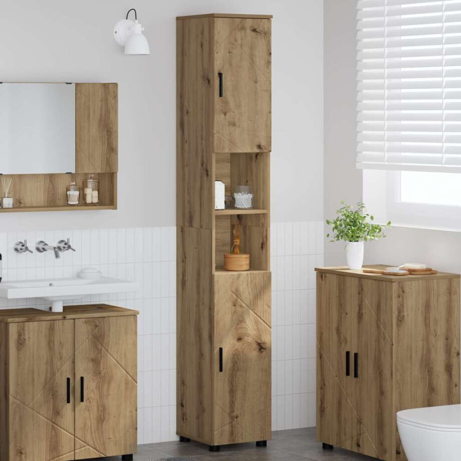 vidaXL Badkamer Kast met opslag Artisan Eiken 30 x 35 x 192 cm vidaXL Badkamer Kast met opslag Artisan Eiken 30 x 35 x 192 cm afbeelding 1