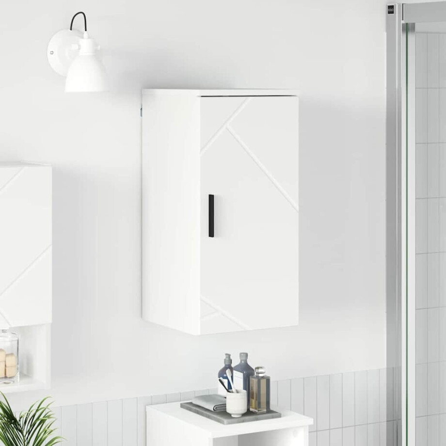 vidaXL Badkamer Kast Wit 30 x 31,5 x 61 cm Bewerkt hout & Metaal afbeelding 1