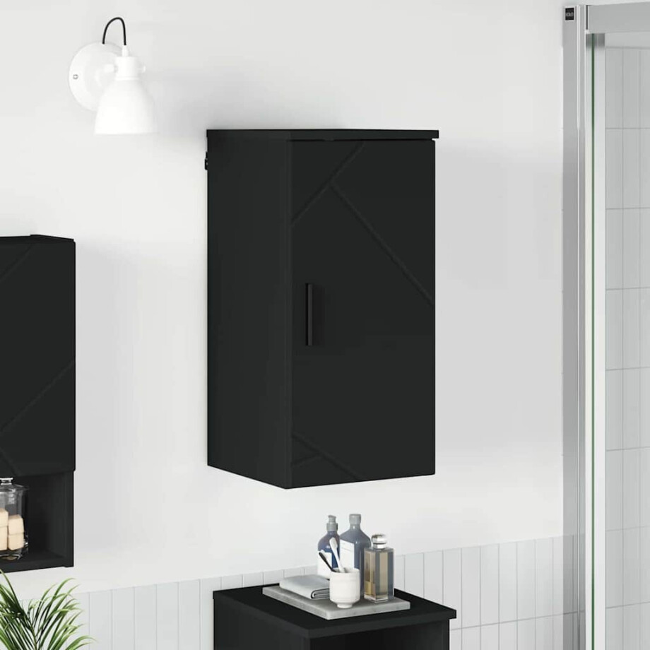 vidaXL Badkamer Kast Zwart 30 x 31,5 x 61 cm Bewerkt hout & Metaal afbeelding 1