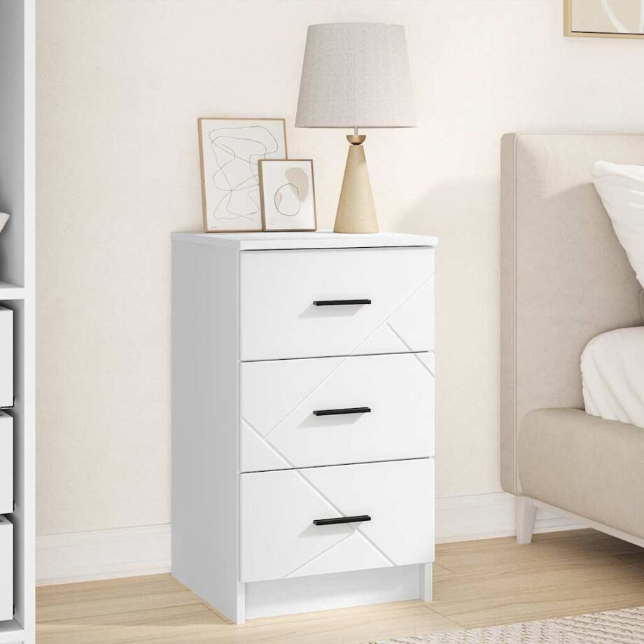 vidaXL Nachtkastje met lade Wit 38 x 38 x 66 cm Bewerkt hout vidaXL Nachtkastje met lade Wit 38 x 38 x 66 cm Bewerkt hout afbeelding 1