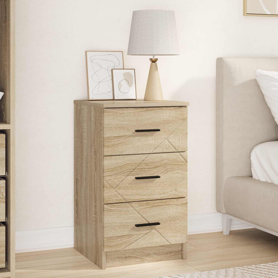 vidaXL Nachtkastje met lade Sonoma eiken 38 x 38 x 66 cm Bewerkt hout vidaXL Nachtkastje met lade Sonoma eiken 38 x 38 x 66 cm Bewerkt hout afbeelding 1