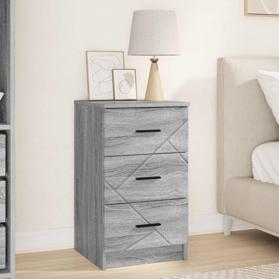 vidaXL Nachtkastje met lade Grijs sonoma 38 x 38 x 66 cm Bewerkt hout vidaXL Nachtkastje met lade Grijs sonoma 38 x 38 x 66 cm Bewerkt hout afbeelding 1