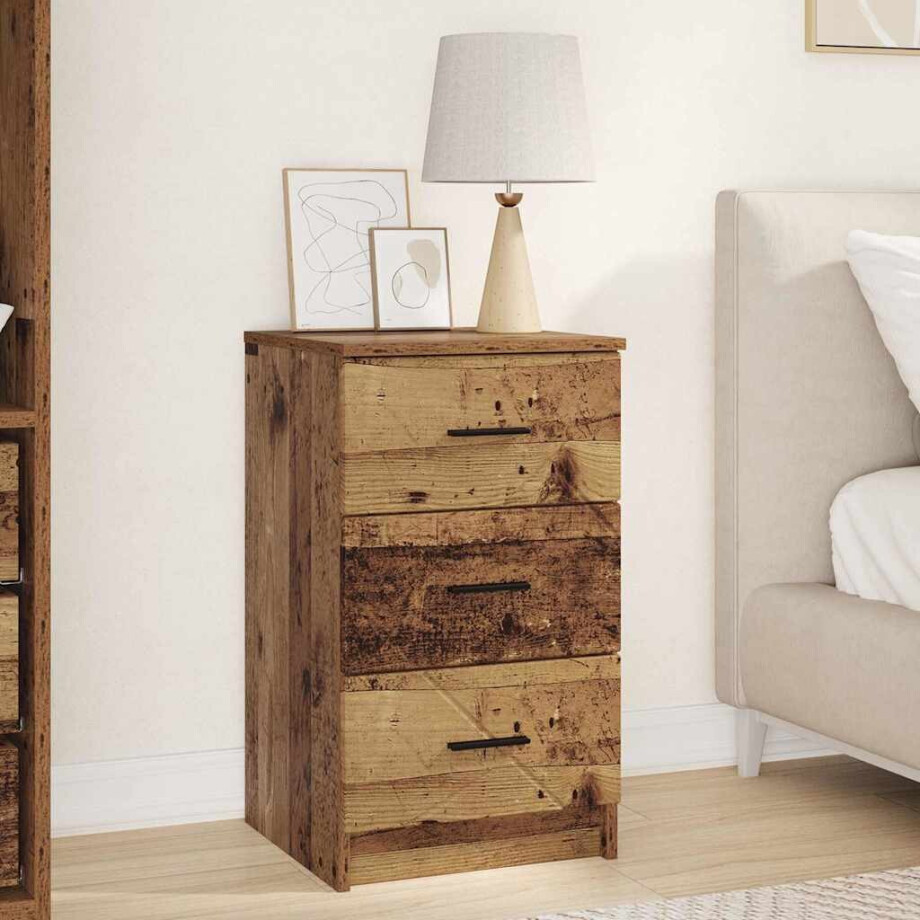 vidaXL Nachtkastje met lade Oud hout 38 x 38 x 66 cm Bewerkt hout vidaXL Nachtkastje met lade Oud hout 38 x 38 x 66 cm Bewerkt hout afbeelding 1