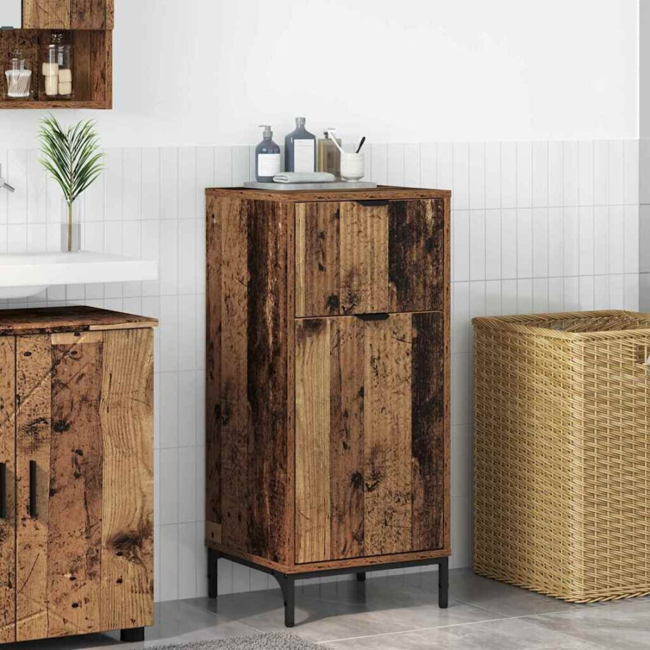vidaXL Badkamer Kast Oud Hout 39,5 x 36 x 88 cm Bewerkt hout & Metaal vidaXL Badkamer Kast Oud Hout 39,5 x 36 x 88 cm Bewerkt hout & Metaal afbeelding 1