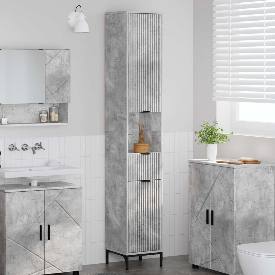 vidaXL Badkamer Kast met lade Beton Grijs 31,5 x 33 x 190 cm vidaXL Badkamer Kast met lade Beton Grijs 31,5 x 33 x 190 cm afbeelding 1