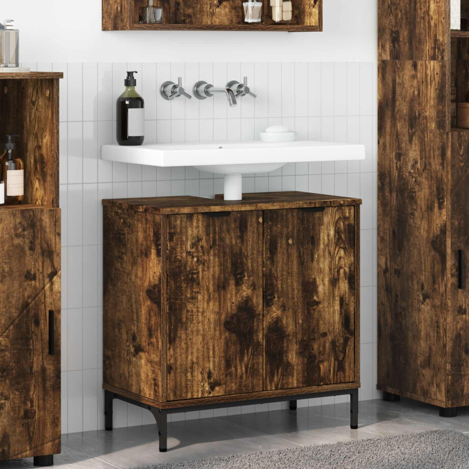 vidaXL Badkamertenk te kast Gerookt eiken 60,5 x 33,5 x 61 cm afbeelding 1