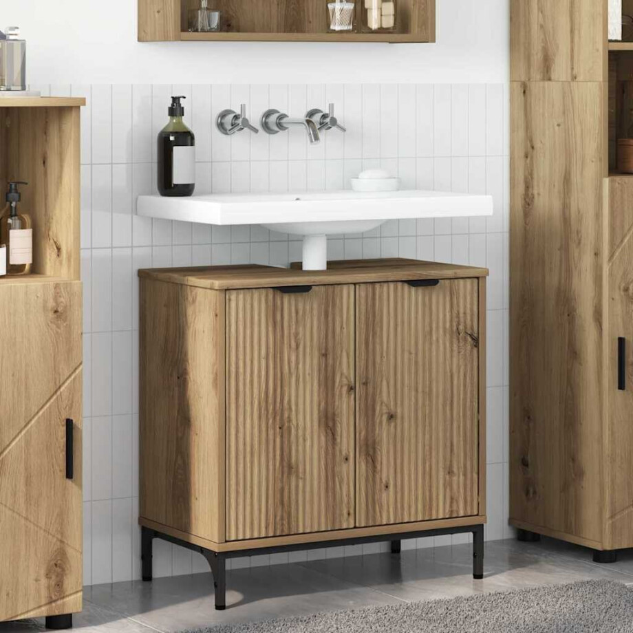 vidaXL Badkamertenk te kast Artisan Eiken 60,5 x 33,5 x 61 cm afbeelding 1