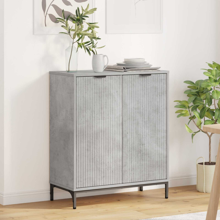 vidaXL Dressoir Beton Grijs 69,5 x 33 x 82 cm Bewerkt hout afbeelding 1