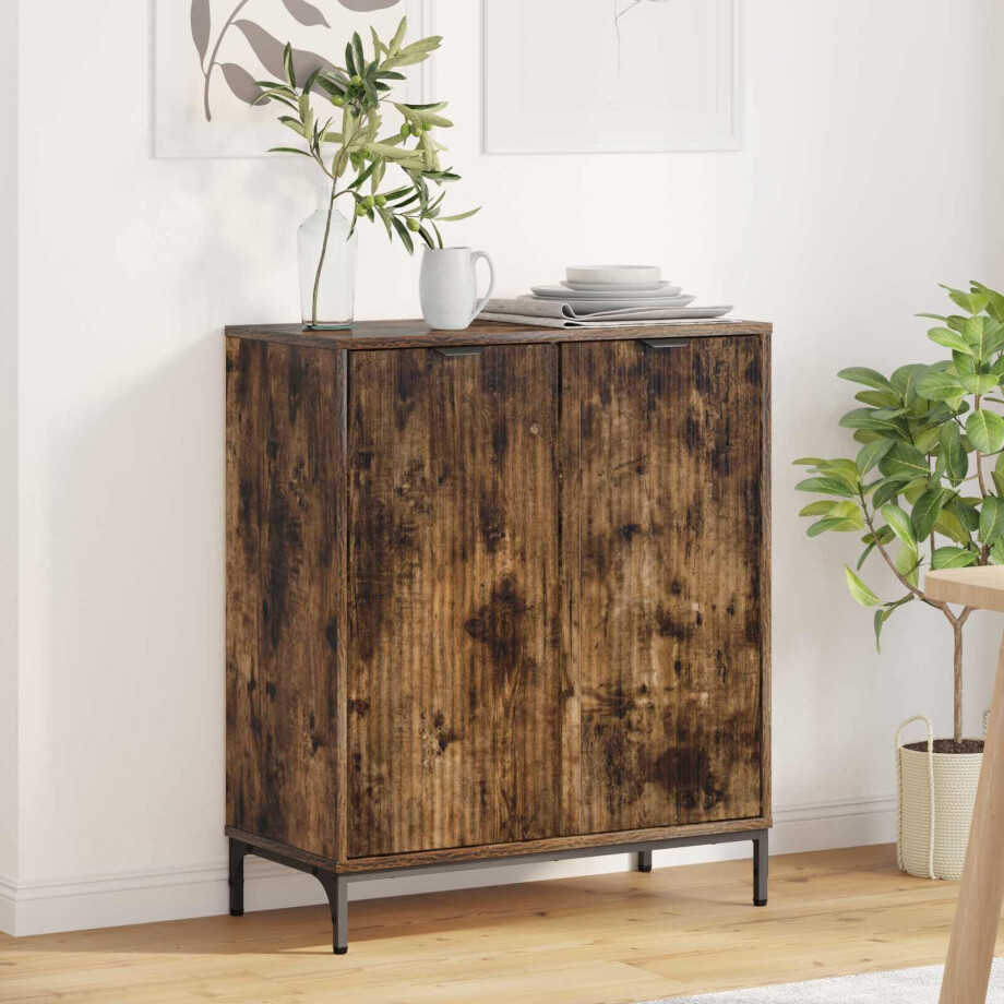 vidaXL Dressoir Gerookt eiken 69,5 x 33 x 82 cm Bewerkt hout afbeelding 1