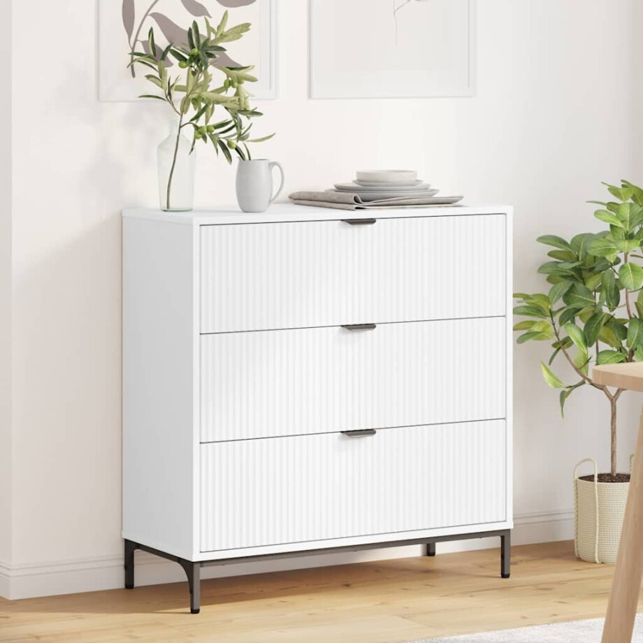 vidaXL Dressoir met lade Wit 79,5 x 33 x 82 cm Bewerkt hout vidaXL Dressoir met lade Wit 79,5 x 33 x 82 cm Bewerkt hout afbeelding 1