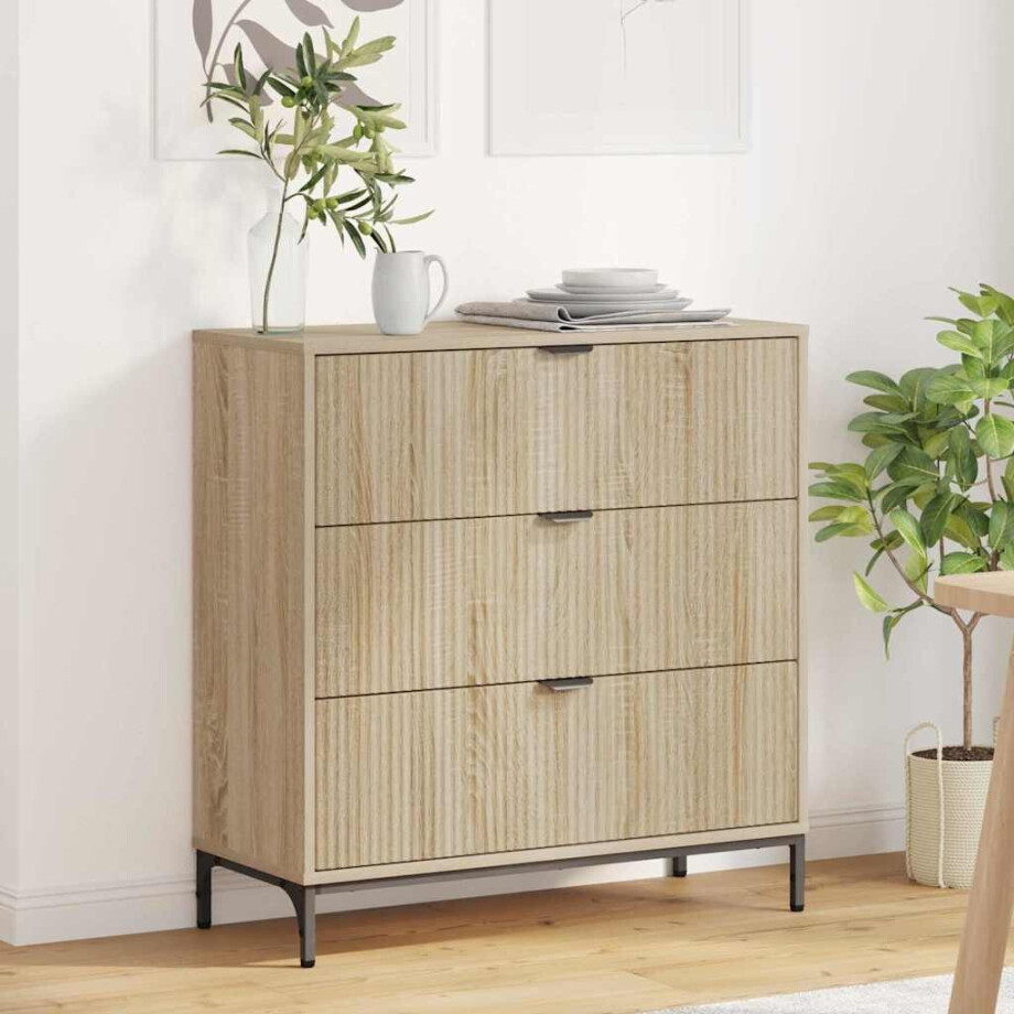 vidaXL Dressoir met lade Sonoma Eiken 79,5 x 33 x 82 cm Bewerkt hout vidaXL Dressoir met lade Sonoma Eiken 79,5 x 33 x 82 cm Bewerkt hout afbeelding 1