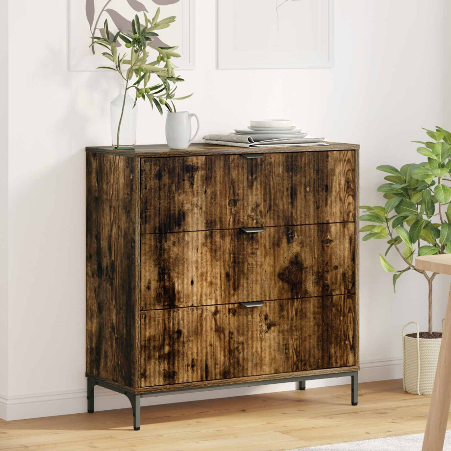 vidaXL Dressoir met lade Gerookt eiken 79,5 x 33 x 82 cm Bewerkt hout afbeelding 1