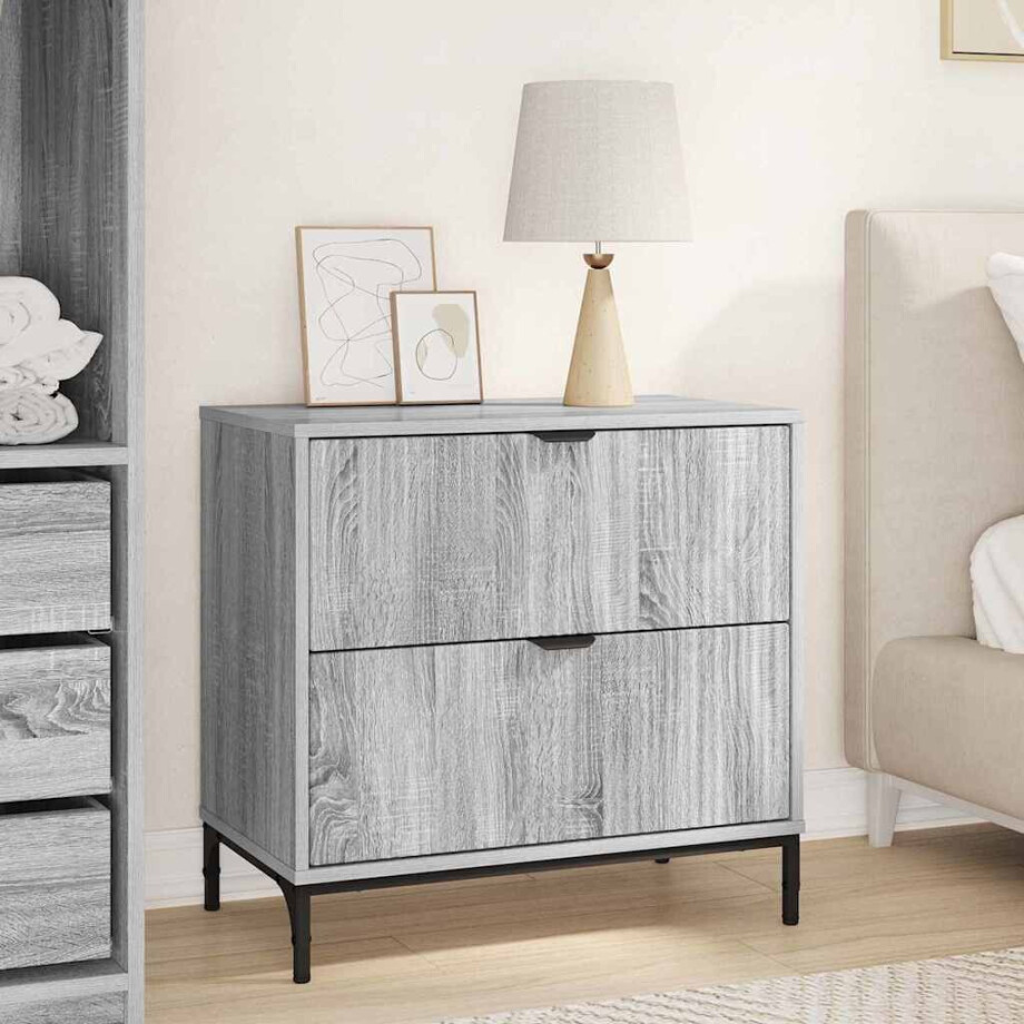 vidaXL Nachtkastje Grijs sonoma 63.5 x 36 x 61 cm Bewerkt hout afbeelding 1