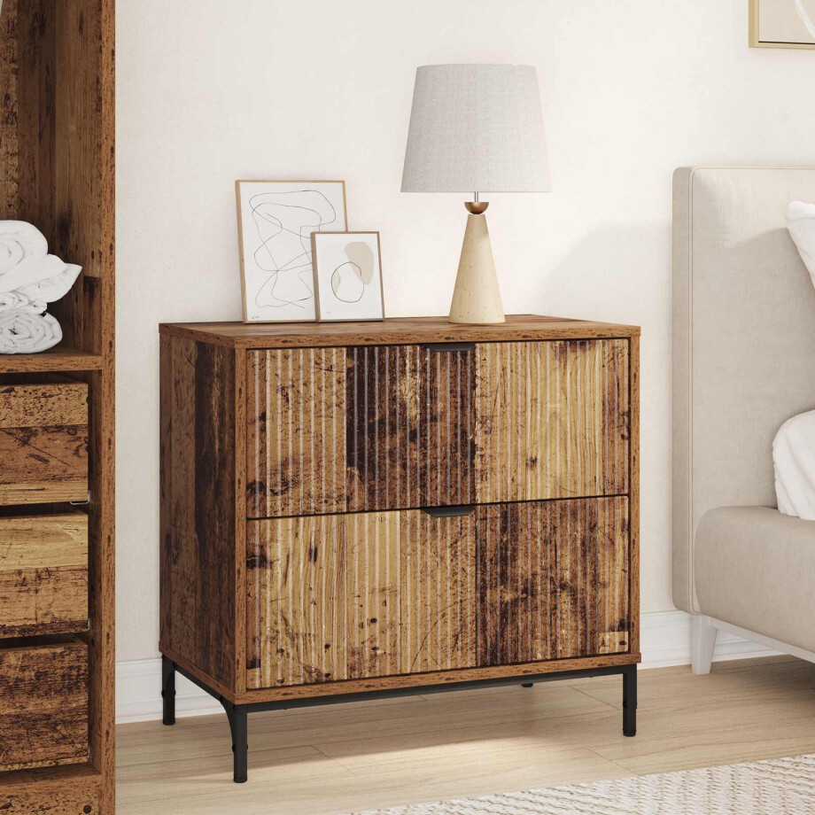 vidaXL Nachtkastje met lade Oud hout 63.5 x 36 x 61 cm Bewerkt hout vidaXL Nachtkastje met lade Oud hout 63.5 x 36 x 61 cm Bewerkt hout afbeelding 1