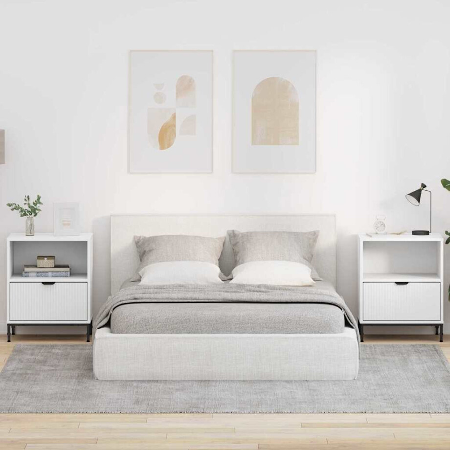 vidaXL Nachtkastje met lade 2 pcs Wit 49 x 36 x 61 cm Bewerkt hout vidaXL Nachtkastje met lade 2 pcs Wit 49 x 36 x 61 cm Bewerkt hout afbeelding 1