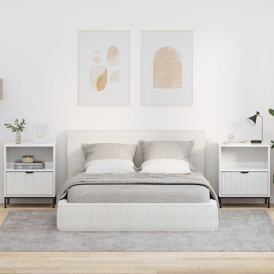 vidaXL Nachtkastje 2 pcs Hoogglans wit 49 x 36 x 61 cm Bewerkt hout vidaXL Nachtkastje 2 pcs Hoogglans wit 49 x 36 x 61 cm Bewerkt hout afbeelding 1