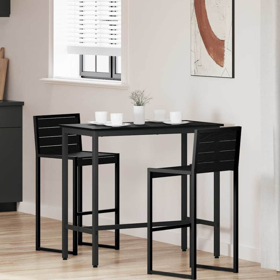 vidaXL Tafel Zwart Eiken 100 x 50 x 90,5 cm Engineered hout en staal afbeelding 1