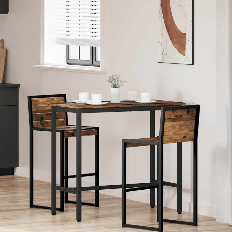 vidaXL Tafel Oudhout 100 x 50 x 90,5 cm Engineered hout en staal afbeelding 1