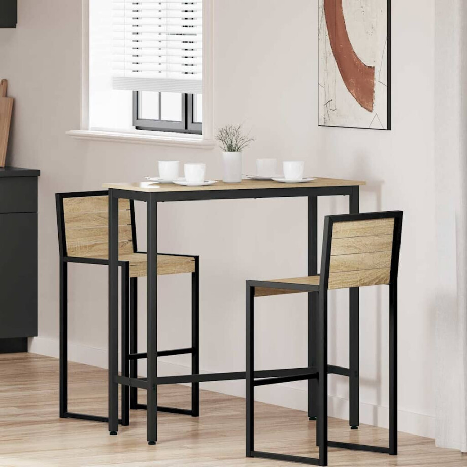 vidaXL Tafel Sonoma Eiken 100 x 40 x 100,5 cm Engineered hout en staal afbeelding 1