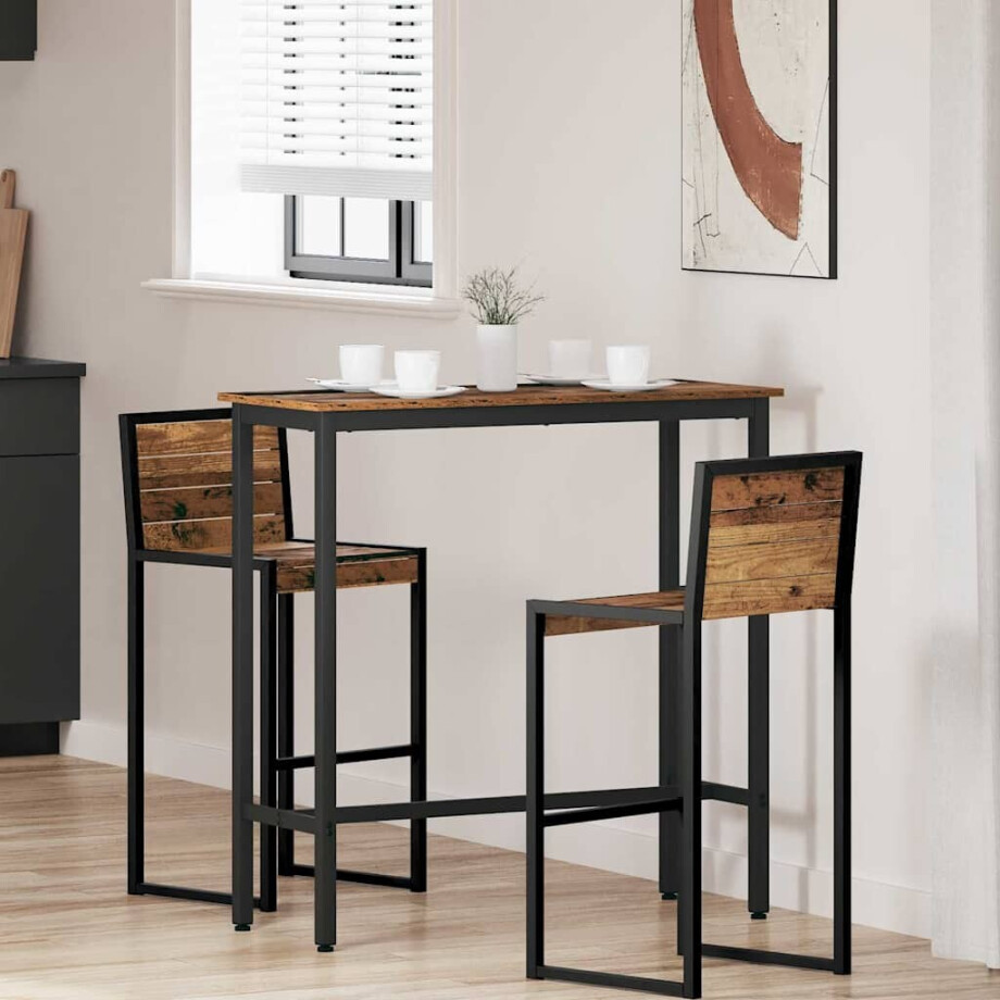 vidaXL Tafel Oudhout 100 x 40 x 100,5 cm Engineered hout en staal afbeelding 1