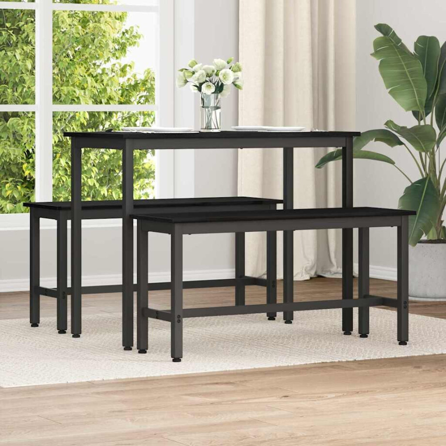vidaXL Eetbank 2 pcs Zwart Eiken 100 x 32,5 x 48,5 cm vidaXL Eetbank 2 pcs Zwart Eiken 100 x 32,5 x 48,5 cm afbeelding 1