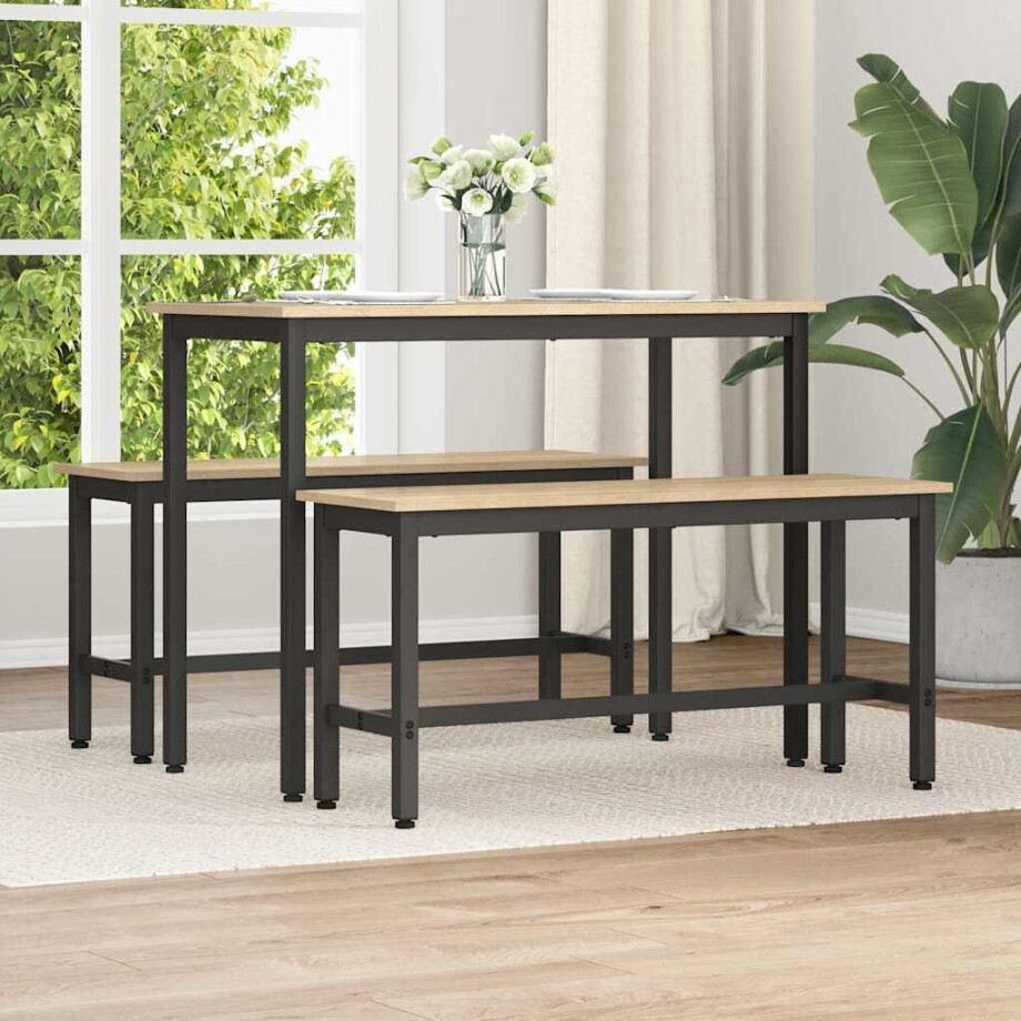 vidaXL Eetbank 2 pcs Sonoma Eiken 100 x 32,5 x 48,5 cm afbeelding 1
