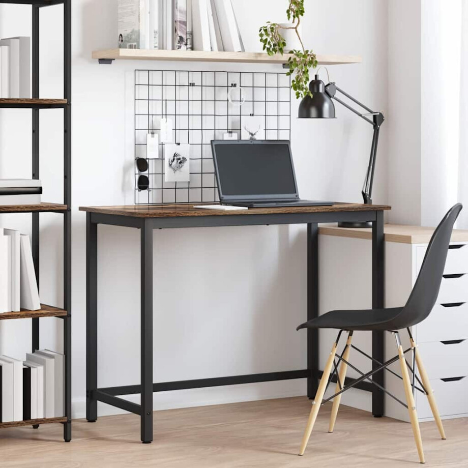 vidaXL Tafel Gerookt eiken 80 x 50 x 76,5 cm Engineered hout en staal afbeelding 1