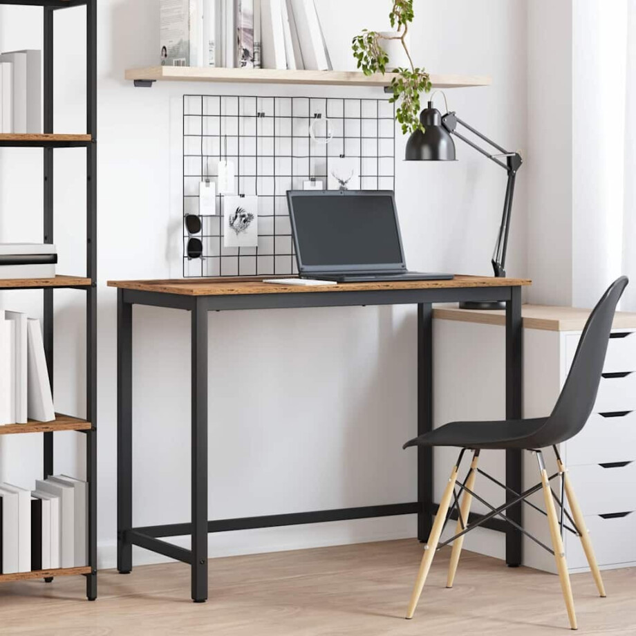vidaXL Tafel Oudhout 80 x 50 x 76,5 cm Engineered hout en staal afbeelding 1