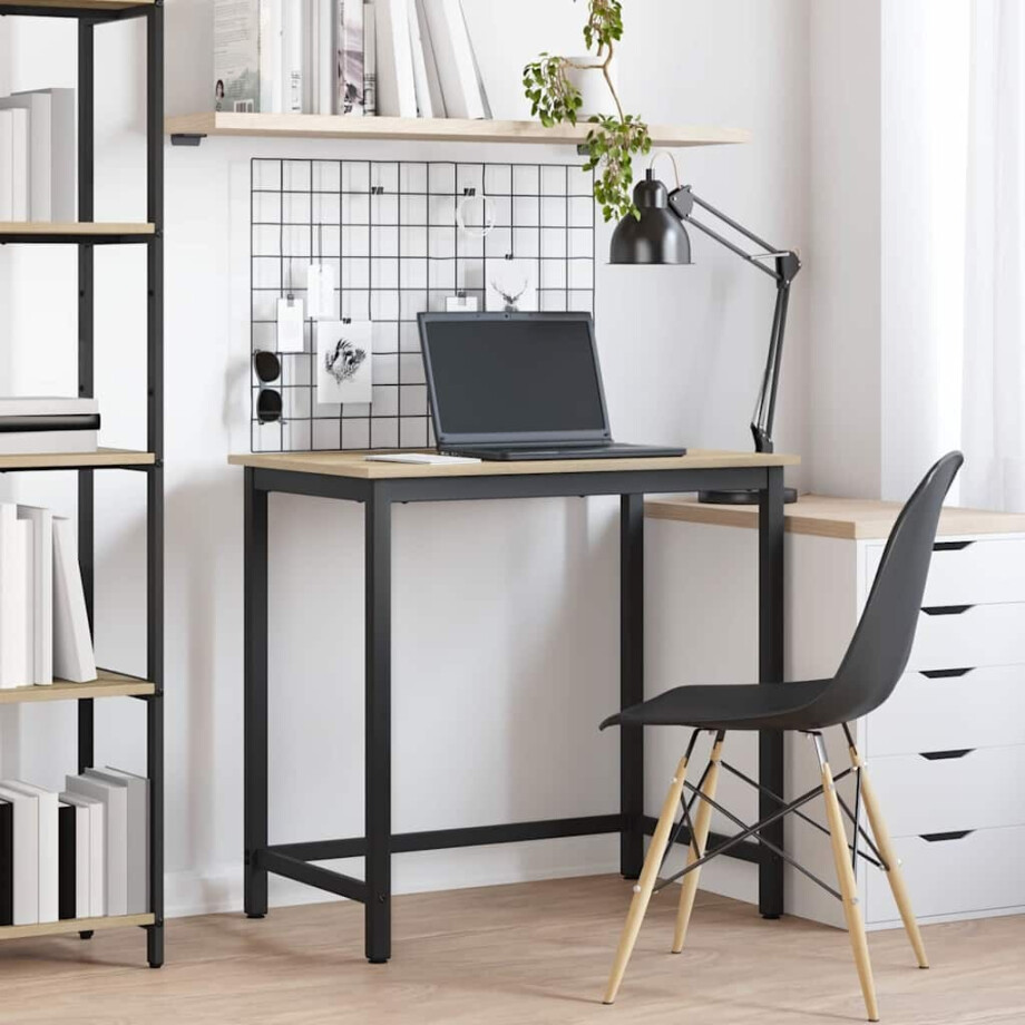 vidaXL Tafel Sonoma Eiken 100 x 50 x 76,5 cm Engineered hout en staal afbeelding 1